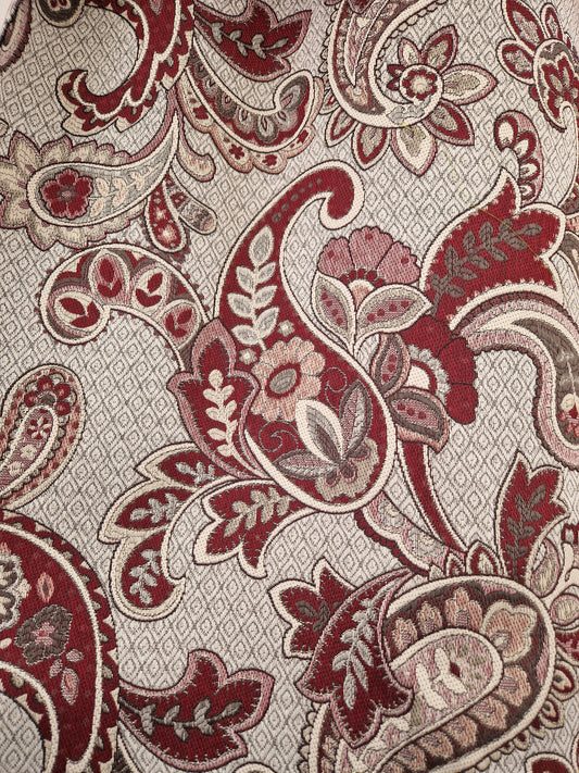 Soft furnishing fabric red/cream 58" wide - sold by the metre