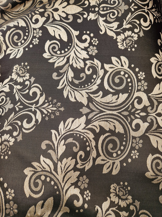 Soft furnishing fabric black/champagne 58"wide - sold by the metre