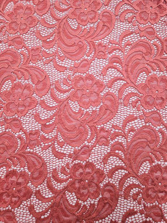 Lace - coral corded 58" wide - sold by the metre