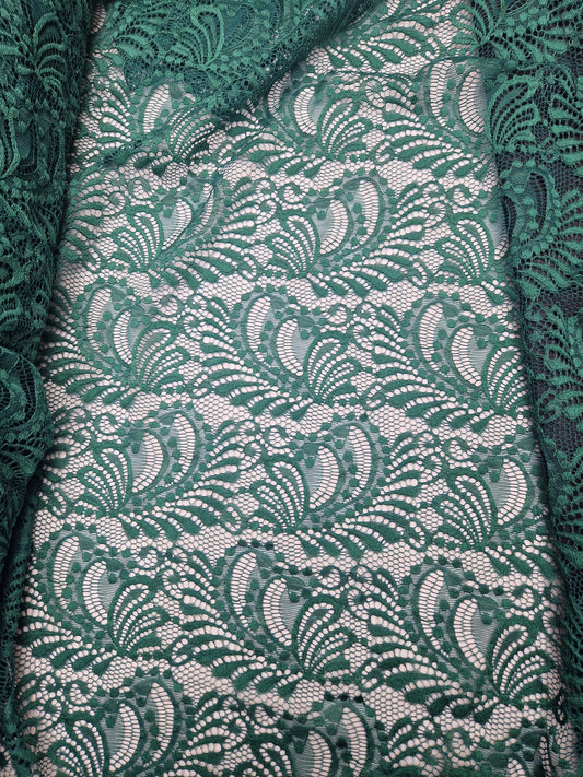 Lace - corded green 58" wide - Sold by the metre