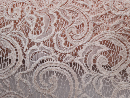 Lace - peach corded 58" wide - sold by the metre
