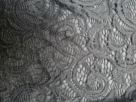 Black corded lace 58" wide - sold by the metre