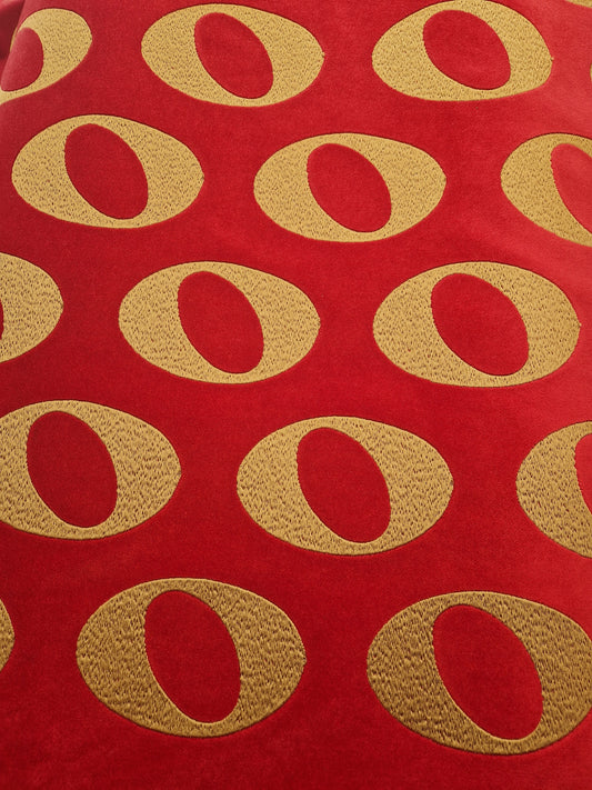 Soft furnishing red/gold 56" wide - sold by the metre