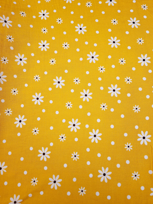 Viscose - yellow daisy 58" wide - sold by the metre