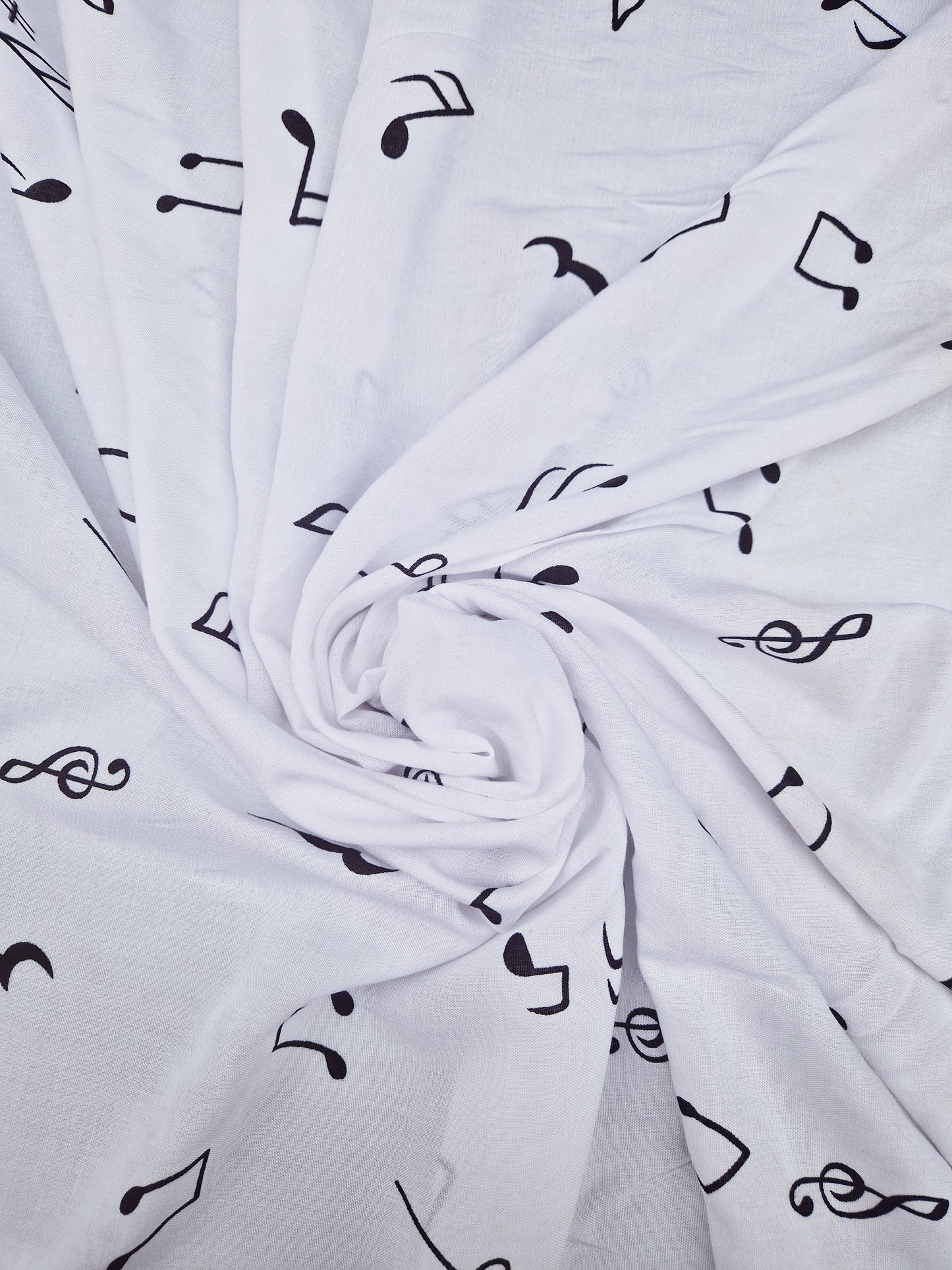 Viscose - black and white music print 58" wide - sold by the metre