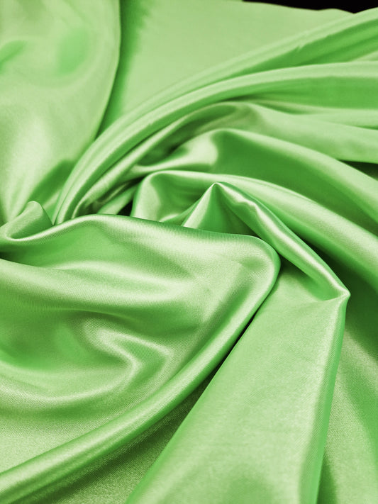 Satin neon lime 58" wide - sold by the metre