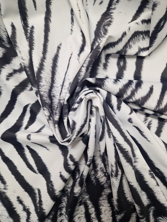 Lycra - black/white tiger print 56" wide - sold by the metre